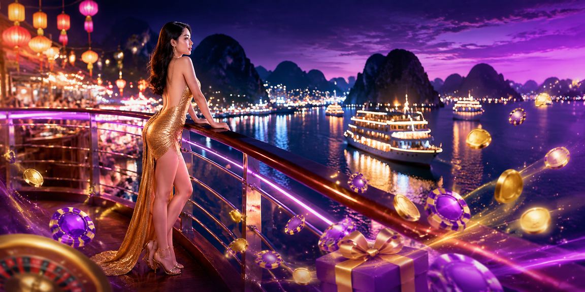 Khung cảnh vịnh Hạ Long về đêm tại chợ đêm với không khí cá cược thể thao sôi động